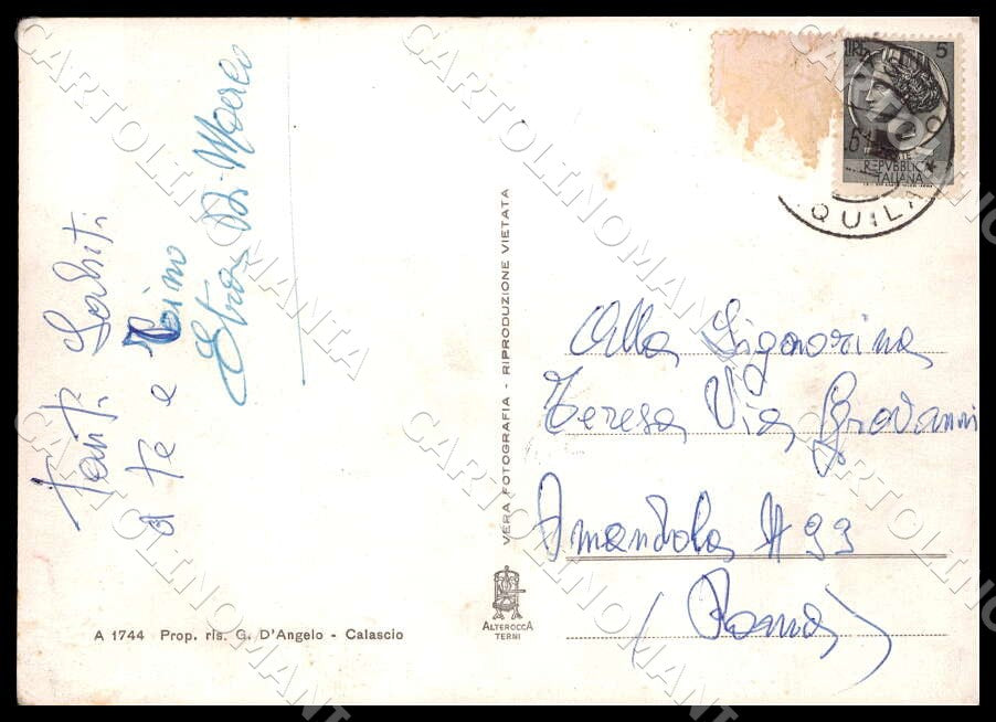 L'Aquila Calascio Stazione Climatica Laghetto Castello FG Foto cartolina GM0249 – retro