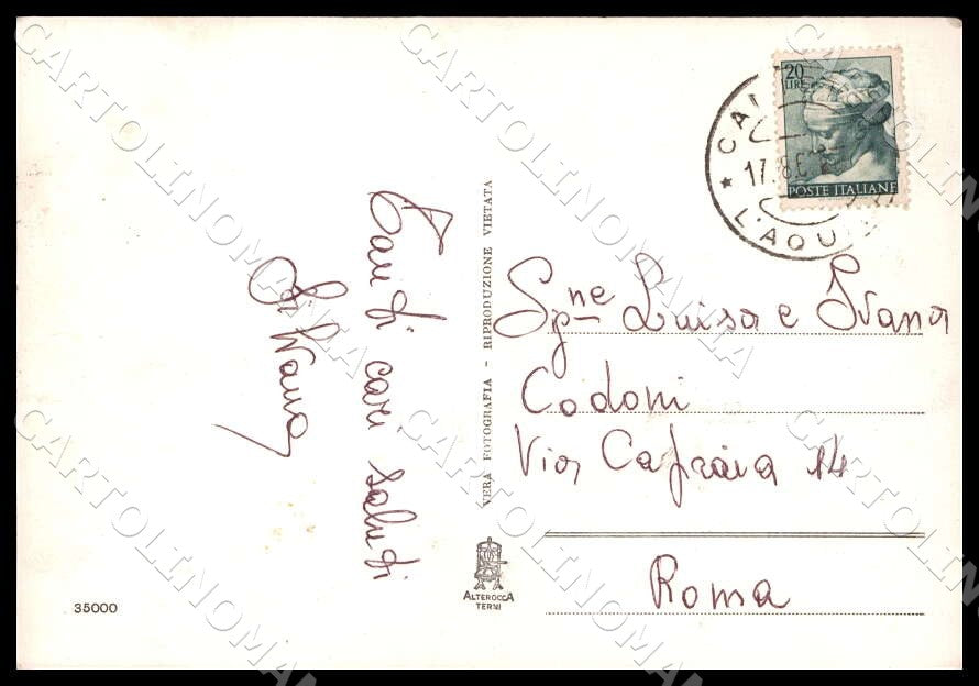 L'Aquila Canistro Piazza Municipio Alterocca Auto Vespa FG Foto cartolina GM0255 – retro