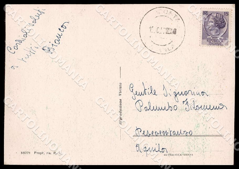 L'Aquila Cansano Panorama Stazione climatica Vespa Alterocca FG cartolina GM0256 – retro
