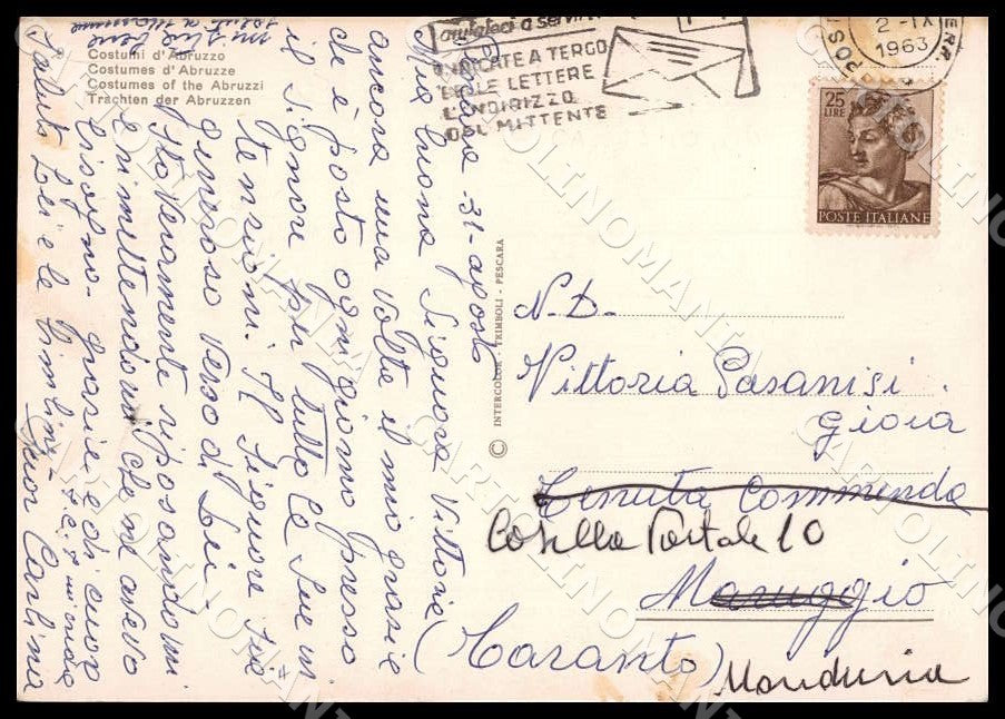 L'Aquila Cansano Costumi Abruzzo FG Foto cartolina GM0257 – retro