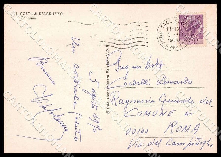 L'Aquila Cansano Costumi Abruzzo FG Foto cartolina GM0258 – retro