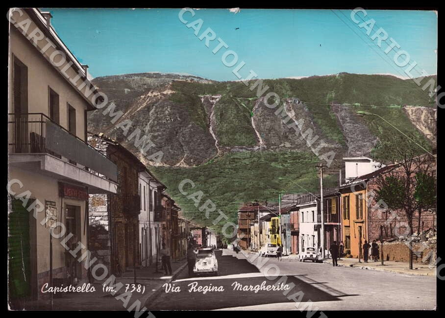 L'Aquila Capistrello Via Regina PIEGA ABRASA STRAPPINO FG Foto cartolina GM0267 – fronte