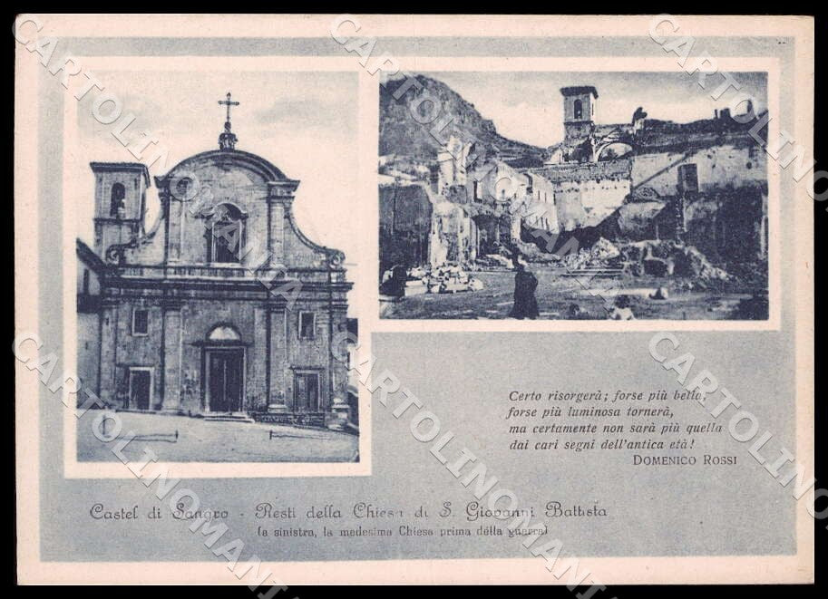 L'Aquila Castel di Sangro Resti Chiesa San Giovanni PIEGA FG cartolina GM0270 – fronte