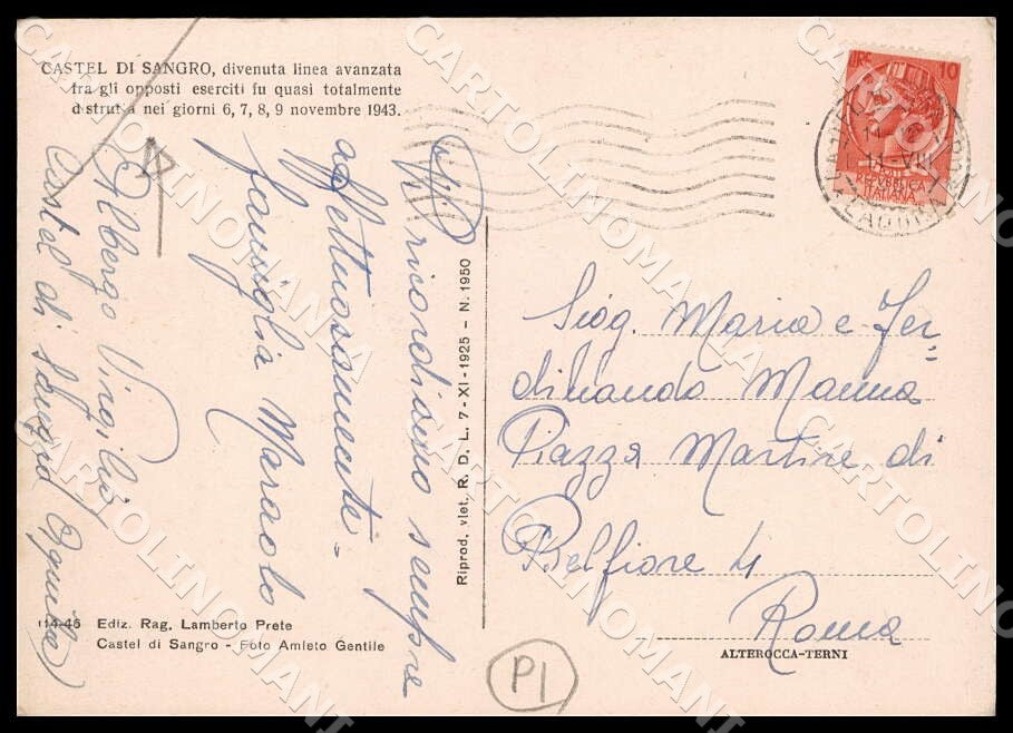 L'Aquila Castel di Sangro Resti Chiesa San Giovanni PIEGA FG cartolina GM0270 – retro