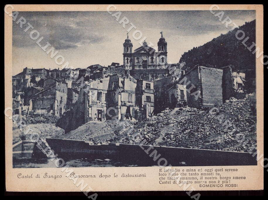 L'Aquila Castel di Sangro Panorama distruzioni Alterocca FG cartolina GM0273 – fronte