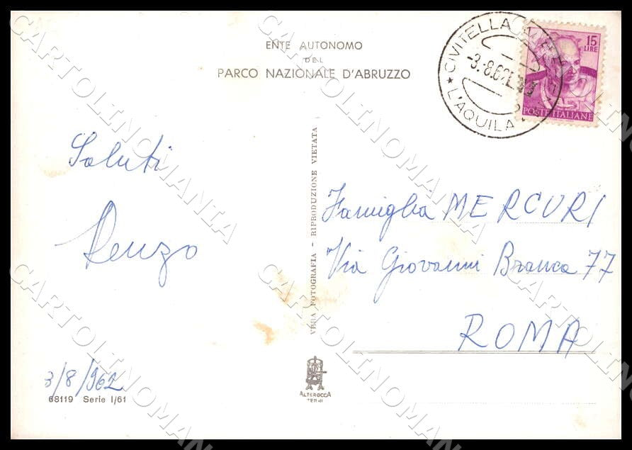 L'Aquila Civitella Alfedena Parco Nazionale Abruzzo FG Foto cartolina GM0300 – retro