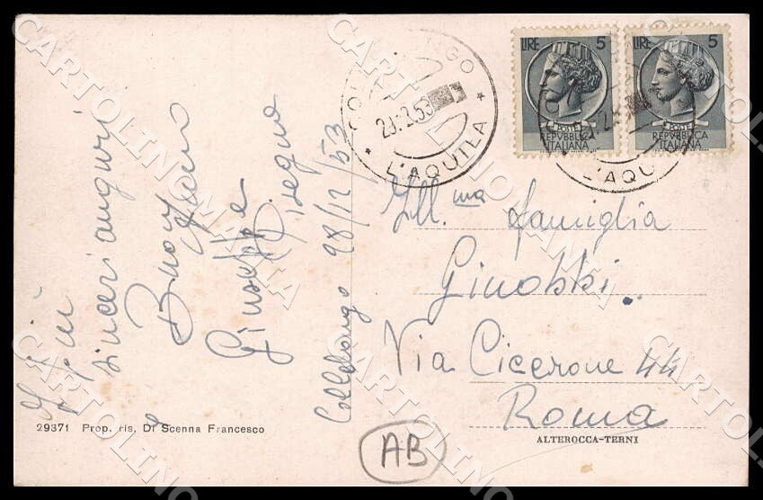L'Aquila Collelongo Panorama Alterocca Gregge ABRASA cartolina GM0302 – retro