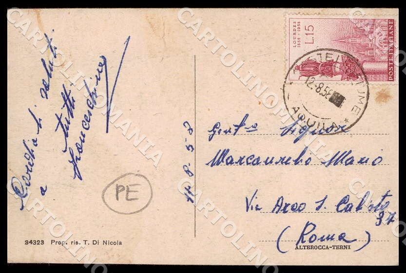 L'Aquila Castellafiume Saluti da Ponte Fiume Liri Chiesa PIEGHE cartolina GM0311 – retro
