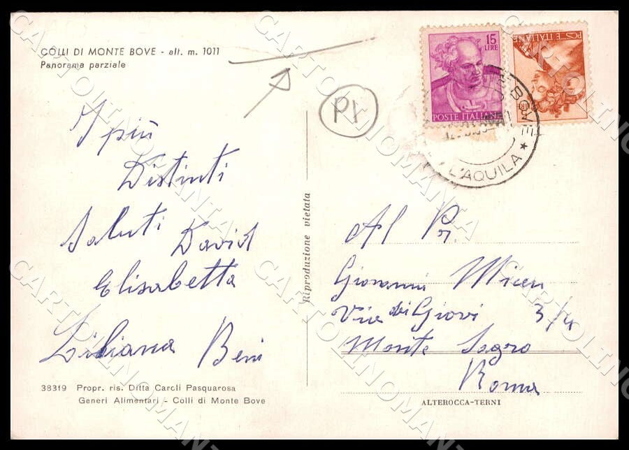 L'Aquila Colli di Monte Bove Panorama parziale PIEGA FG cartolina GM0315 – retro