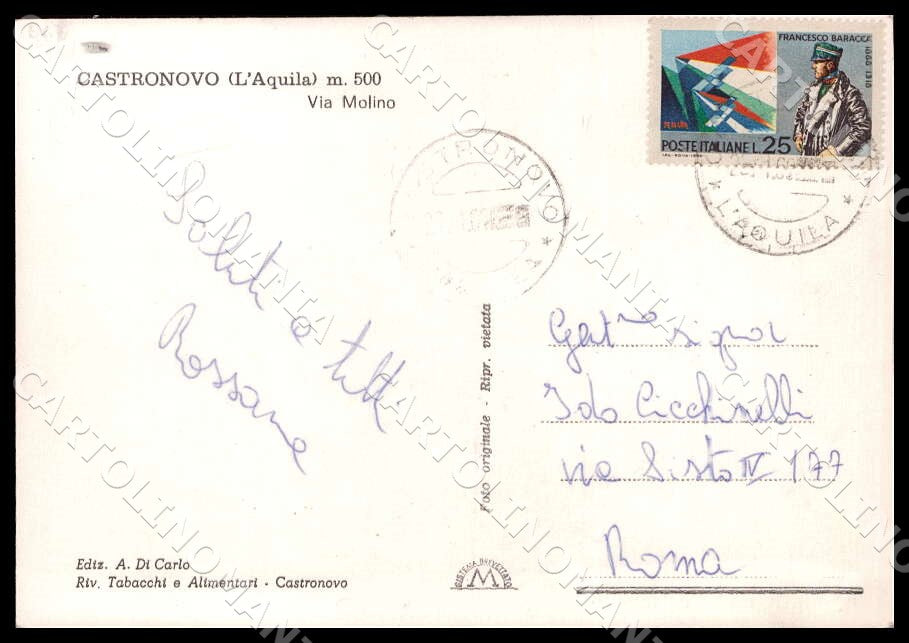 L'Aquila Castronovo Via Molino Poste FG Foto cartolina GM0318 – retro