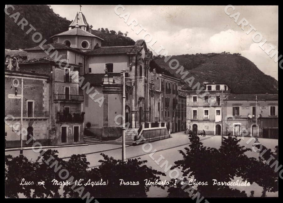 L'Aquila Luco dei Marsi Piazza Umberto I Chiesa FG Foto cartolina GM0327 – fronte