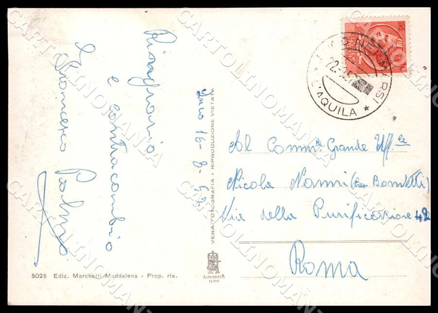 L'Aquila Luco dei Marsi Piazza Umberto I Chiesa FG Foto cartolina GM0327 – retro