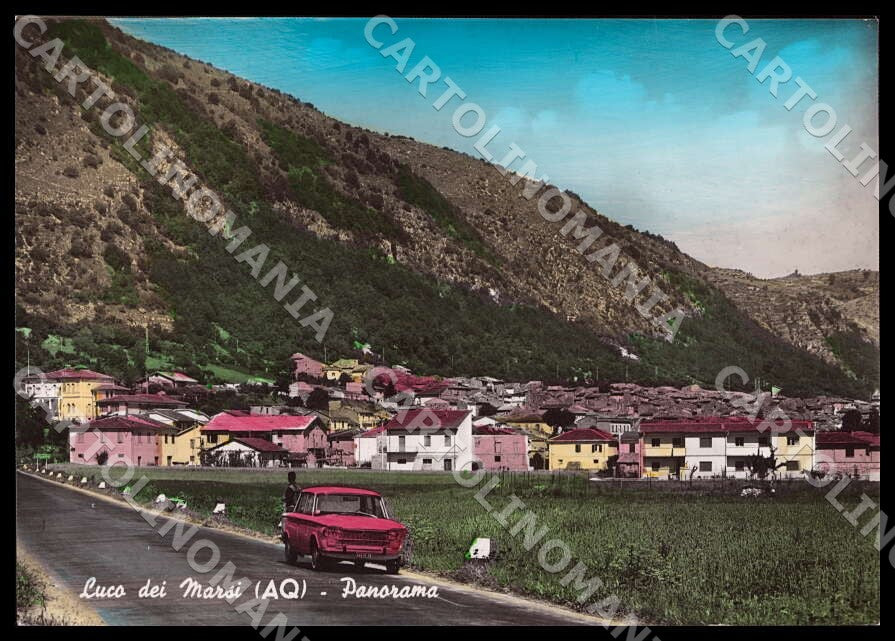 L'Aquila Luco dei Marsi Panorama Auto FG Foto cartolina GM0331 – fronte