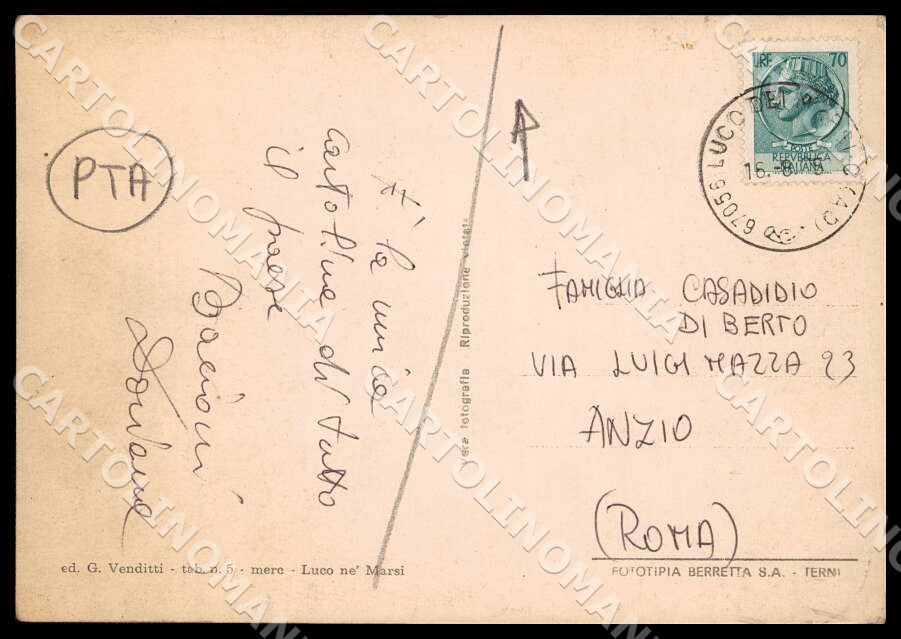 L'Aquila Luco ne' Marsi Via Roma Auto Carretto PIEGATA FG Foto cartolina GM0332 – retro