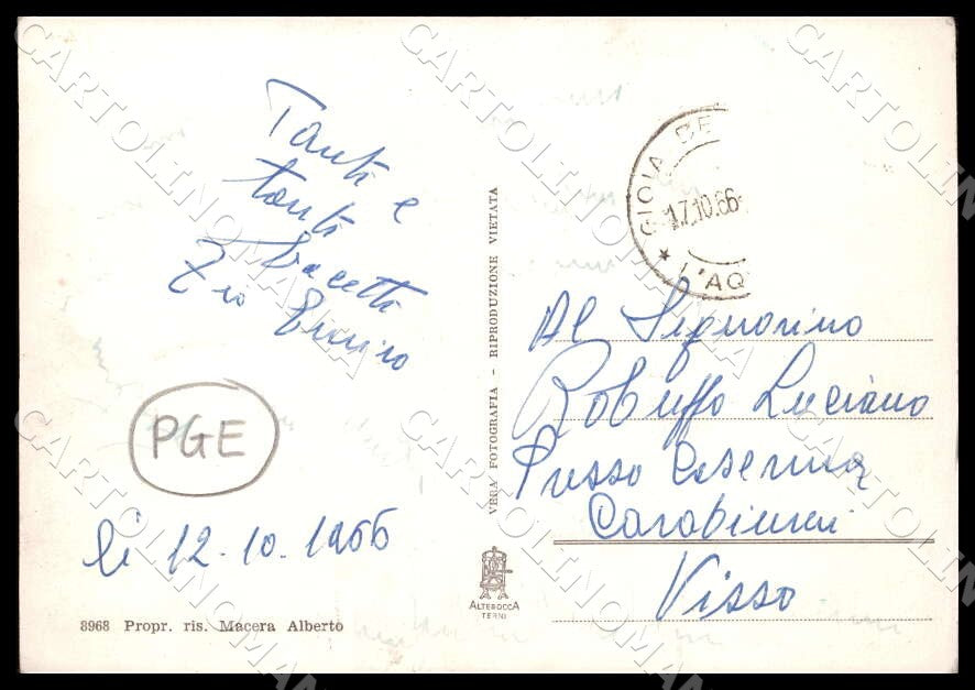 L'Aquila Lecce nei Marsi Panorama Alterocca PIEGHINE FG Foto cartolina GM0337 – retro