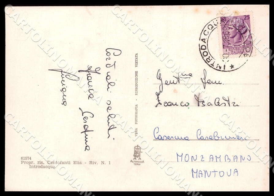L'Aquila Introdacqua Saluti da Zona Turistica Plaia FG Foto cartolina GM0339 – retro