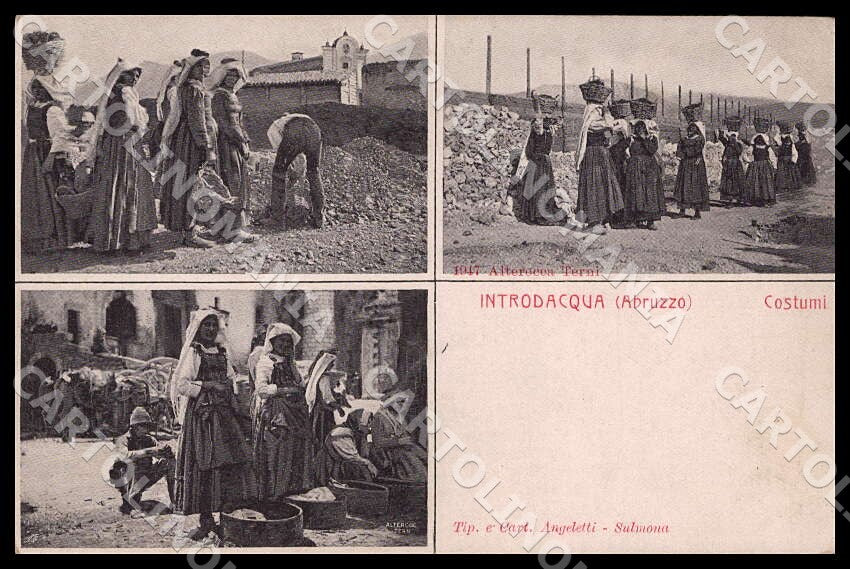 L'Aquila Introdacqua Costumi Alterocca 1947 Mestieri Asino cartolina GM0350 – fronte