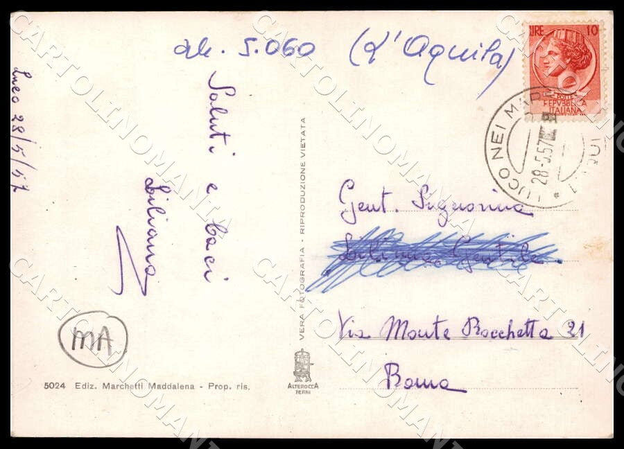 L'Aquila Luco nei Marsi Corso Vittorio Emanuele MACCHIA FG Foto cartolina GM0354 – retro