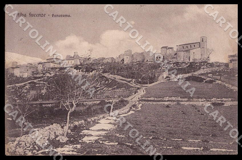 L'Aquila Massa d'Albe Alba Fucenze Panorama ANGOLO SCOLLATO cartolina GM0357 – fronte