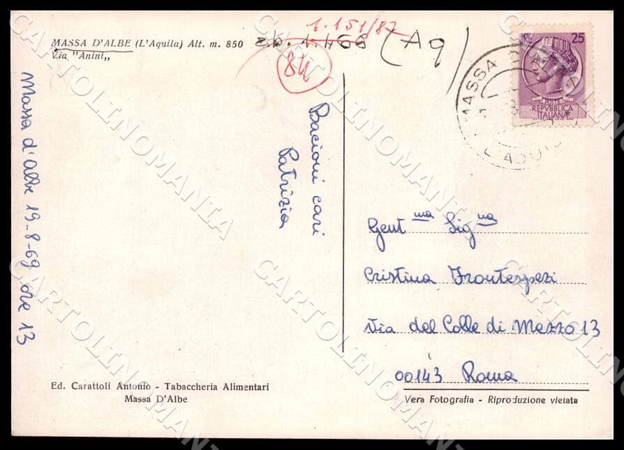 L'Aquila Massa D'Albe Via Anini Auto FG Foto cartolina GM0359 – retro
