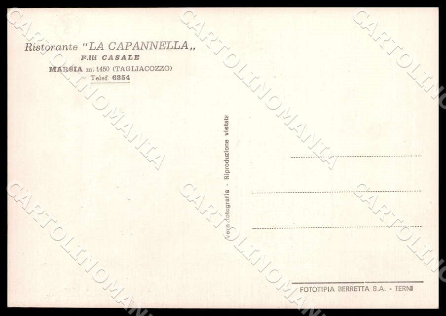 L'Aquila Tagliacozzo Ristorante Capannella Corriera FG Foto cartolina GM0361 – retro