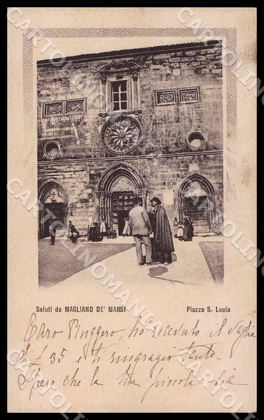 L'Aquila Magliano de' Marsi Saluti da Piazza Santa Lucia cartolina GM0374 – fronte