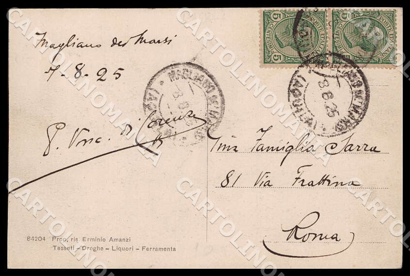 L'Aquila Magliano de' Marsi prima del terremoto 1913 cartolina GM0375 – retro