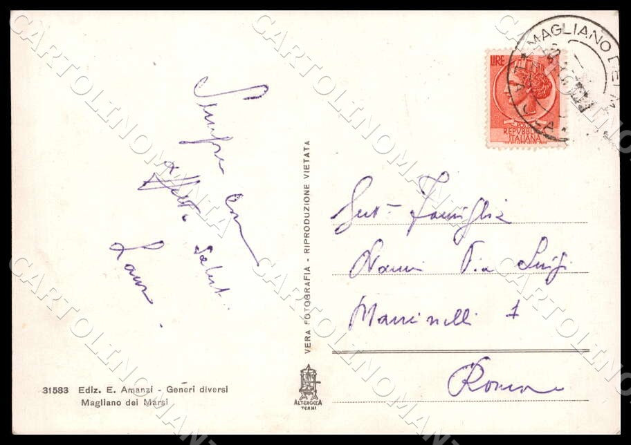 L'Aquila Magliano dei Marsi Villino Pascolano Alterocca FG Foto cartolina GM0384 – retro
