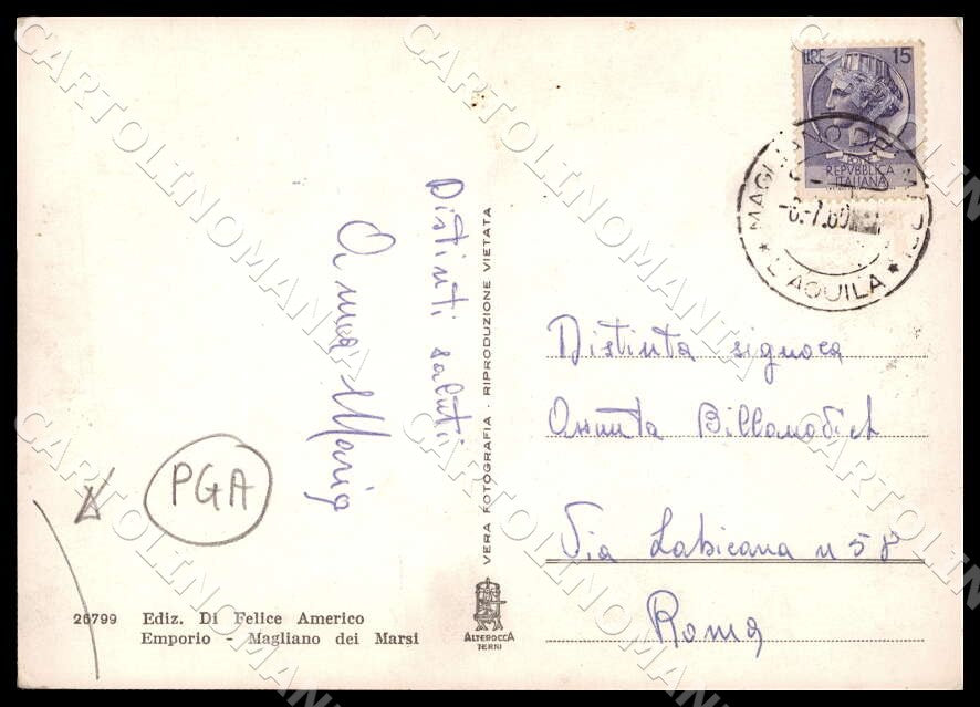 L'Aquila Magliano dei Marsi Panorama Alterocca PIEGHINA FG Foto cartolina GM0386 – retro