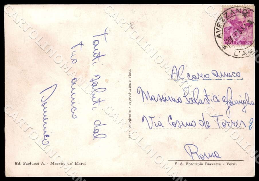 L'Aquila Marano de' Marsi Panorama Massiccio Duchessa FG Foto cartolina GM0388 – retro
