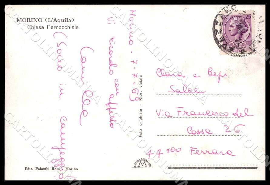 L'Aquila Morino Chiesa Parrocchiale FG Foto cartolina GM0389 – retro