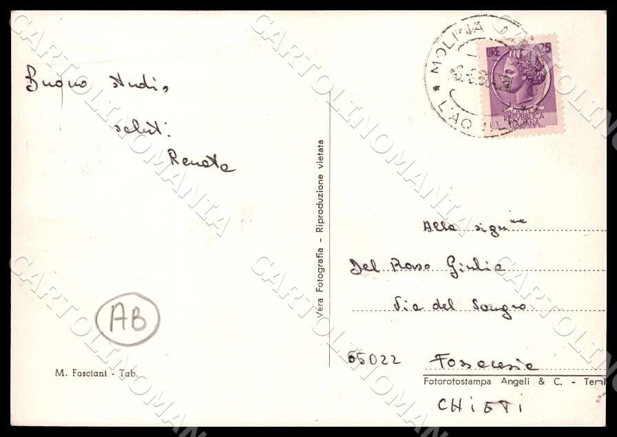 L'Aquila Molina Aterno Saluti da Stazione ABRASA FG Foto cartolina GM0396 – retro