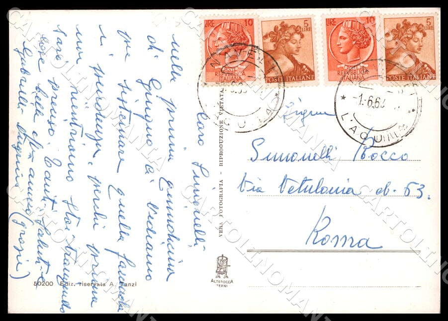 L'Aquila Navelli Saluti da Panorama Scuola Via Roma FG Foto cartolina GM0401 – retro