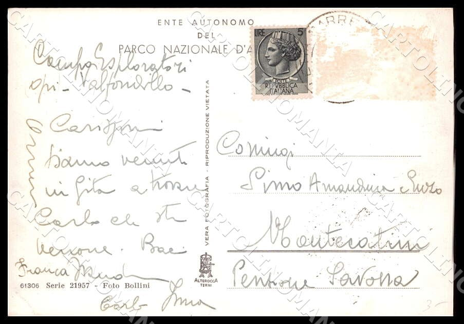 L'Aquila Opi Parco Nazionale Abruzzo Monte Marsicano FG Foto cartolina GM0413 – retro