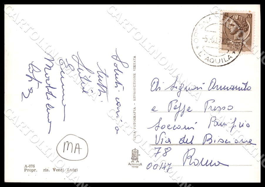 L'Aquila Ortona dei Marsi Chiesa Parrocchiale MACCHIA FG Foto cartolina GM0416 – retro