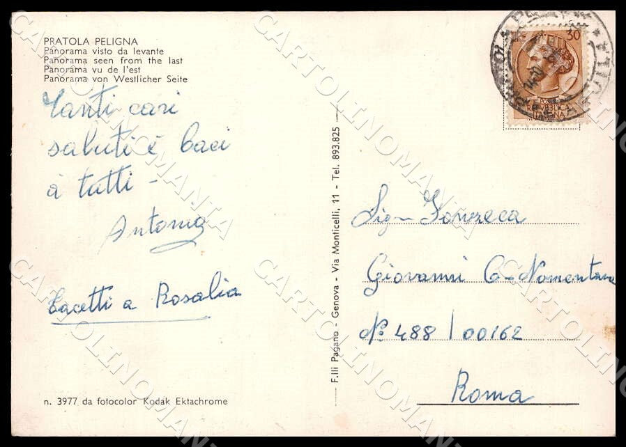 L'Aquila Pratola Peligna Panorama visto levante FG cartolina GM0434 – retro