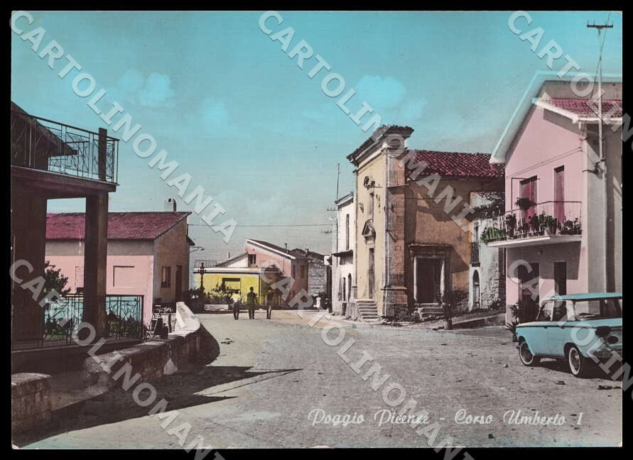L'Aquila Poggio Picenze Corso Umberto I Auto PIEGA FG Foto cartolina GM0437 – fronte