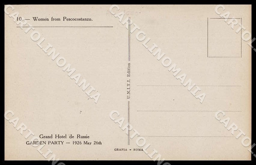 L'Aquila Pescocostanzo Costumi Grand Hotel Russia Roma Foto cartolina GM0440 – retro
