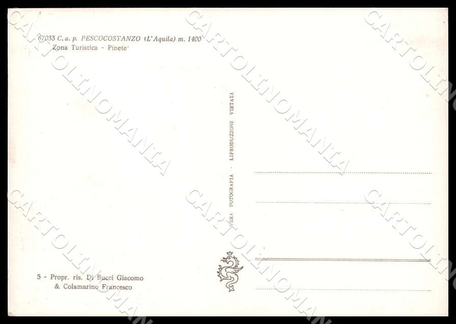 L'Aquila Pescocostanzo Zona Turistica Pinete FG Foto cartolina GM0442 – retro