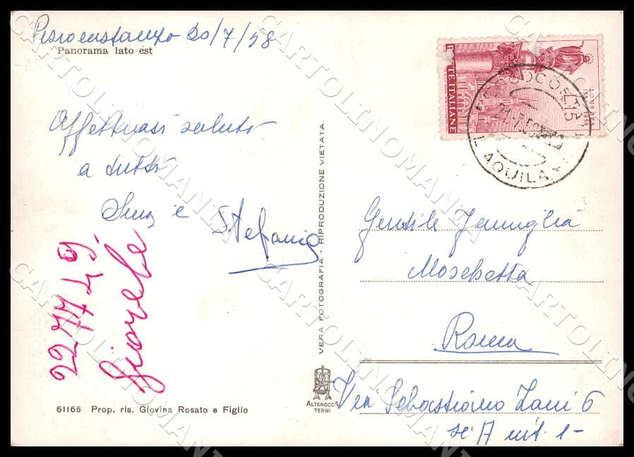 L'Aquila Pescocostanzo Stazione climatica sport FG Foto cartolina GM0443 – retro
