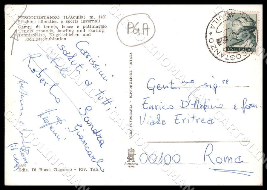 L'Aquila Pescocostanzo Stazione climatica PIEGHINA FG Foto cartolina GM0444 – retro
