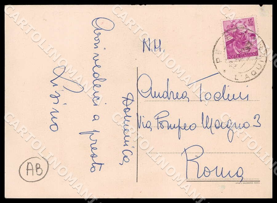 L'Aquila Pereto Villa Vicario ABRASA FG cartolina GM0446 – retro