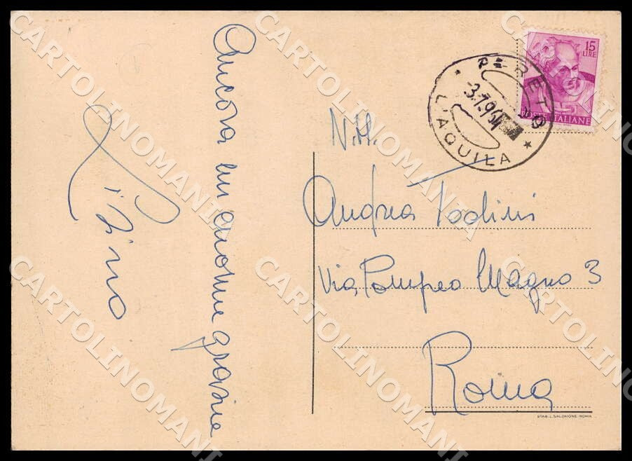 L'Aquila Pereto Villa Vicario FG cartolina GM0447 – retro