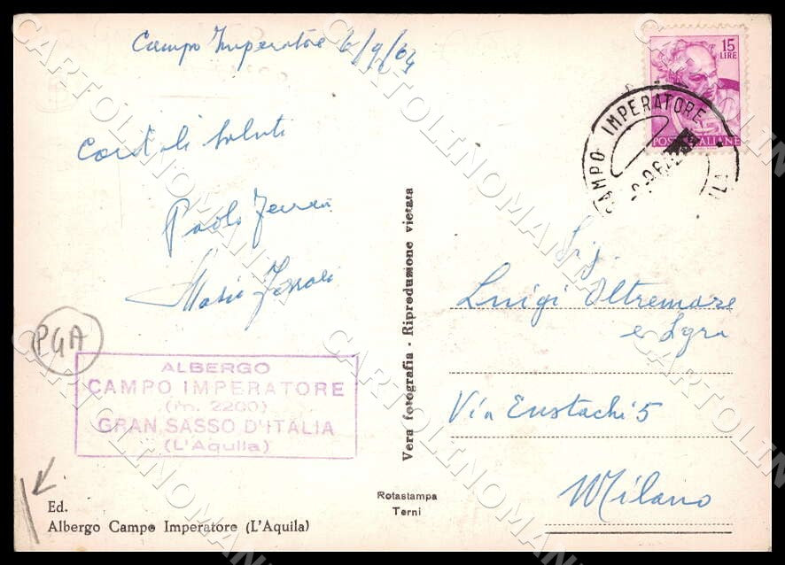 L'Aquila Gran Sasso d'Italia Ristorante Bar PIEGHINA FG Foto cartolina GM0449 – retro