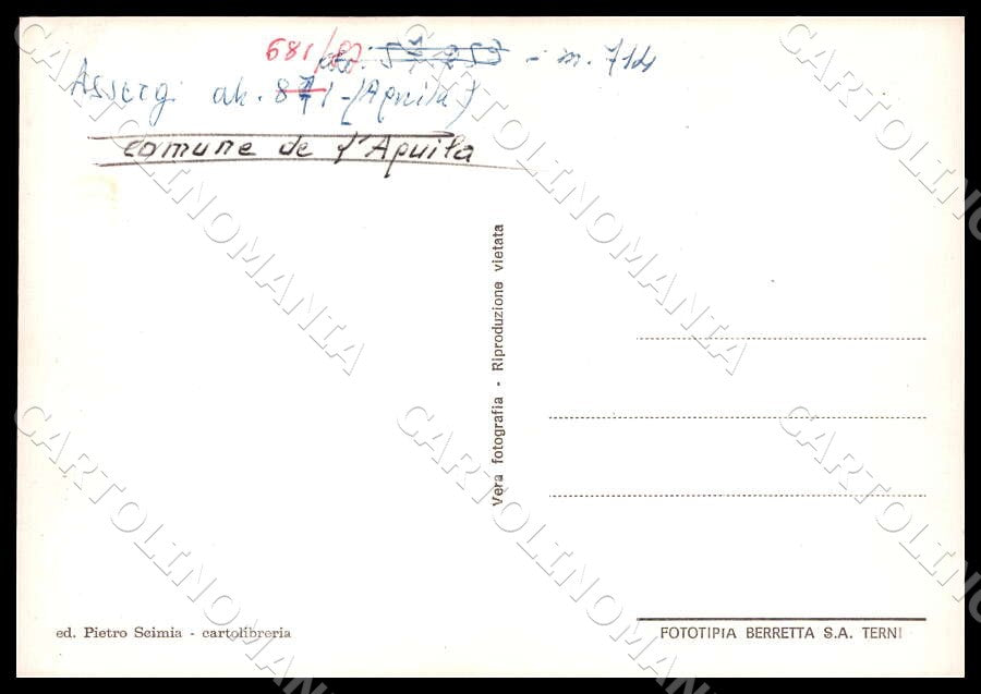 L'Aquila Assergi Gran Sasso Italia Panorama FG Foto cartolina GM0450 – retro