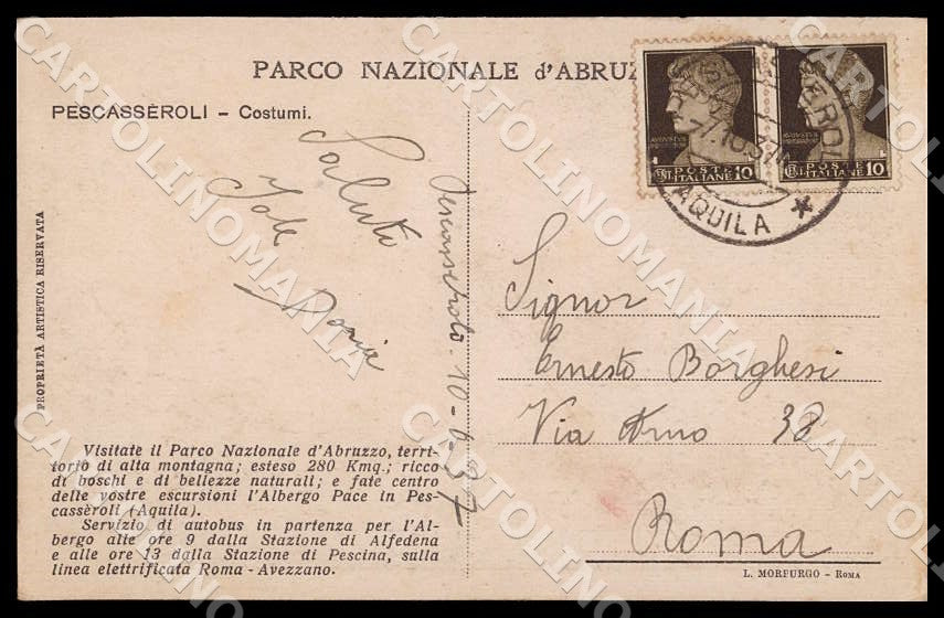 L'Aquila Pescasseroli Parco Nazionale d'Abruzzo Costumi cartolina GM0459 – retro