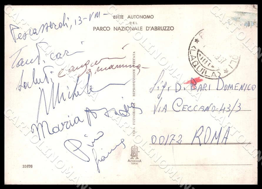 L'Aquila Pescasseroli Parco Nazionale d'Abruzzo Costumi FG Foto cartolina GM0461 – retro