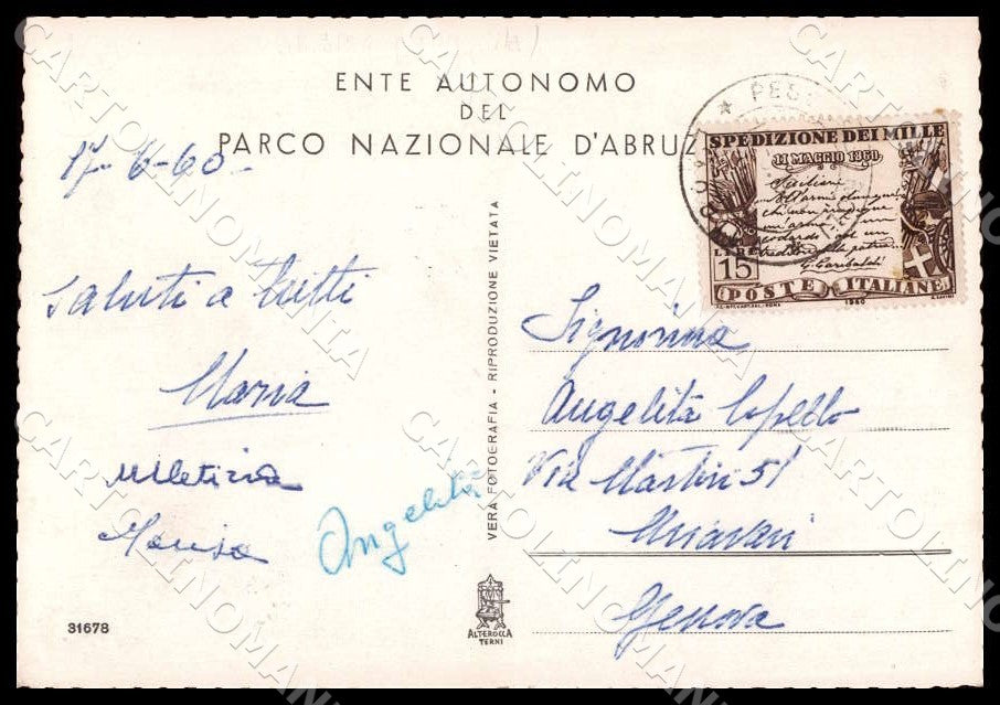 L'Aquila Pescasseroli Parco Nazionale d'Abruzzo Costumi FG Foto cartolina GM0463 – retro
