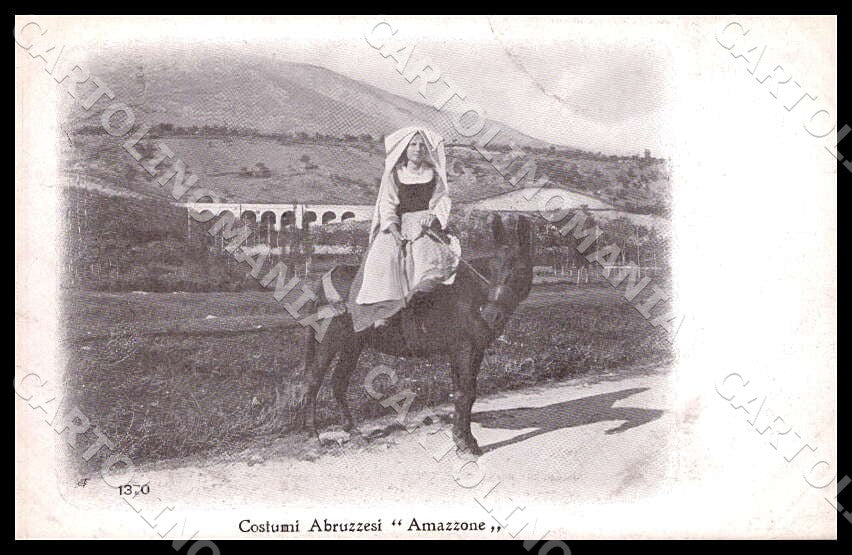 L'Aquila Pettorano sul Gizio Costumi Abruzzesi Amazzone Asino cartolina GM0466 – fronte