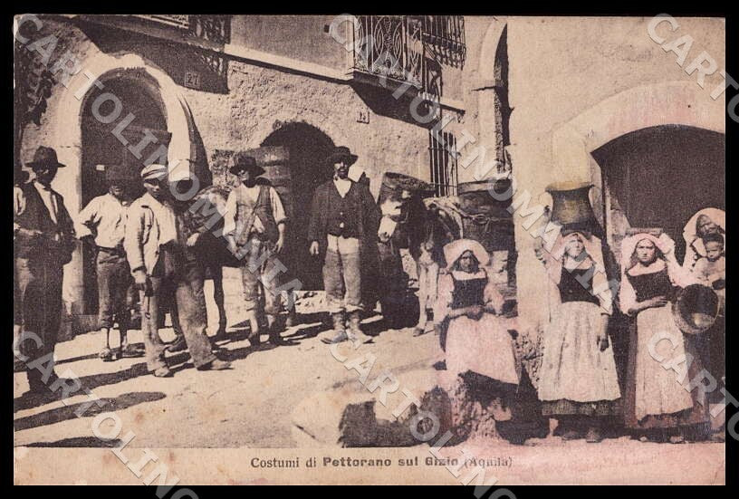 L'Aquila Pettorano sul Gizio Costumi Alterocca Asino MACCHIE cartolina GM0469 – fronte